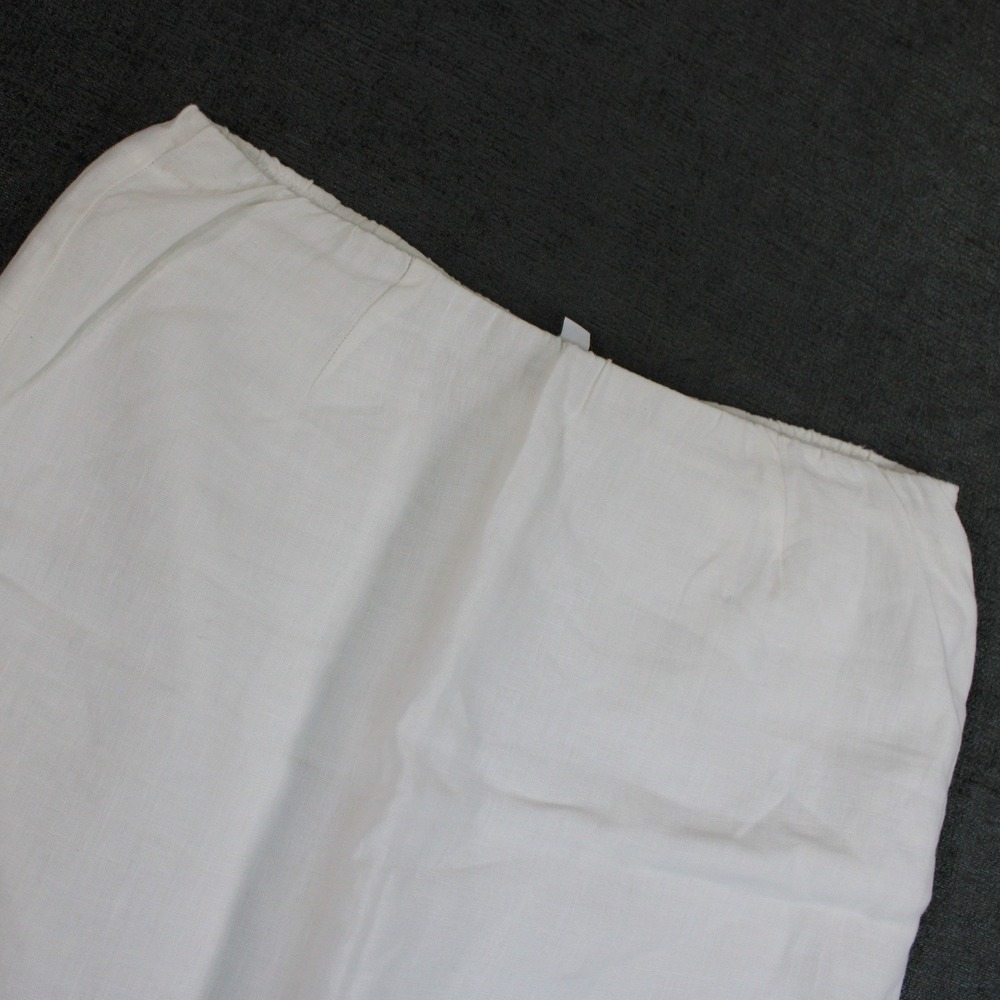 Pure Jill J. Jill White Linen Cotton Lined Midi Skirt Elastic Waist Side Slit M